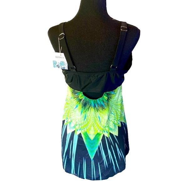 B2PRITY TANKINI Swim Dress Print Tankini Kelly Green & Black S… - Picture 8 of 9